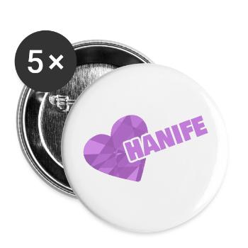 Geschenk für Hanife - Buttons groß 56 mm (5er Pack) - Weiß - Vorne