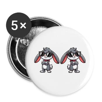 hase comic sonnenbrille 2 - Buttons groß 56 mm (5er Pack) - Weiß - Vorne