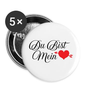 Du bist mein Herz - Buttons groß 56 mm (5er Pack) - Weiß - Vorne