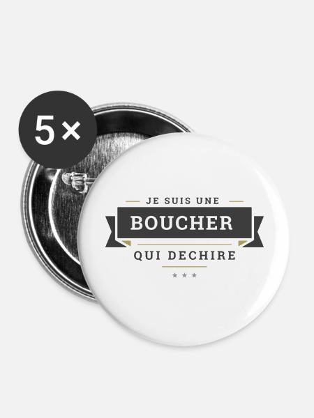 Metzger, der reißt - Buttons groß 56 mm (5er Pack) - Weiß