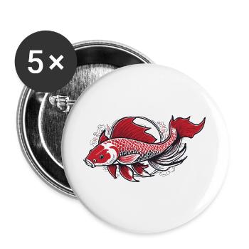 Roter Koi Fisch Illustration - Buttons groß 56 mm (5er Pack) - Weiß - Vorne