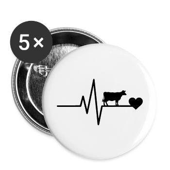 t Cow Farmer Heartbeat - Buttons large 2.2''/56 mm (5-pack) - white - Front