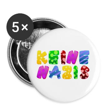 AfD stoppen gegen rechts Demokratie Vielfalt links - Buttons groß 56 mm (5er Pack) - Weiß - Vorne