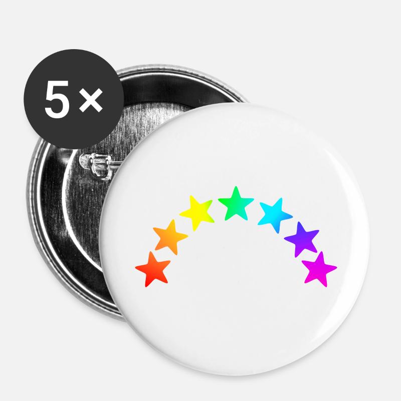 Colorful Stars - Rainbow Gradient - Buttons large 2.2''/56 mm (5-pack) - white