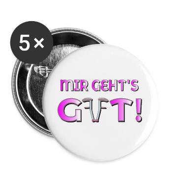 GUTE BESSERUNG - GEHHILFE - Buttons groß 56 mm (5er Pack) - Weiß - Vorne