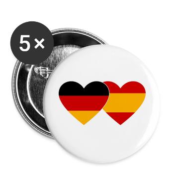 Deutchland Spanien Flagge Hände Herzform - Buttons groß 56 mm (5er Pack) - Weiß - Vorne