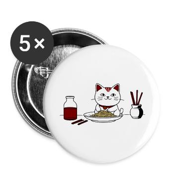 Cat and ramen - Buttons large 2.2''/56 mm (5-pack) - white - Front