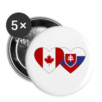 Kanada Slowakei Flagge Herz - Buttons groß 56 mm (5er Pack) - Weiß - Vorne