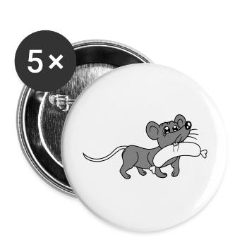 Souris grosse saucisse manger faim saucisse grillades - Lot de 5 grands badges (56 mm) - blanc - Devant