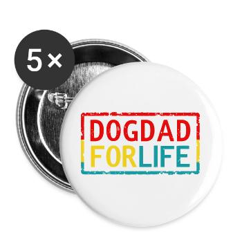 Hundepapa fürs Leben - Buttons groß 56 mm (5er Pack) - Weiß - Vorne