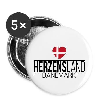 Herzensland Dänemark Skandinavien Urlaub Reise - Buttons groß 56 mm (5er Pack) - Weiß - Vorne