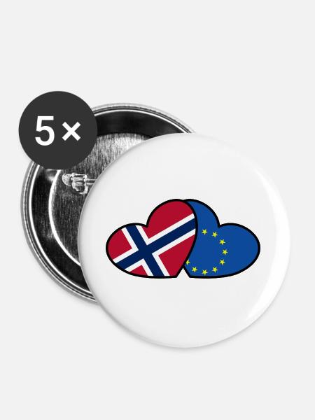 Norwegen <3 EU - Buttons groß 56 mm (5er Pack) - Weiß