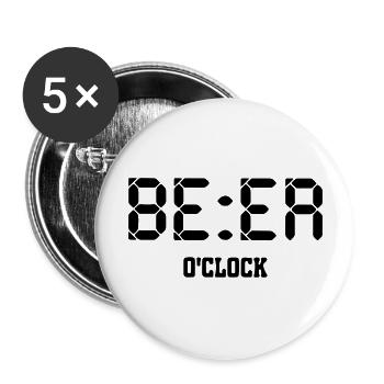 Bierzeit - Buttons groß 56 mm (5er Pack) - Weiß - Vorne