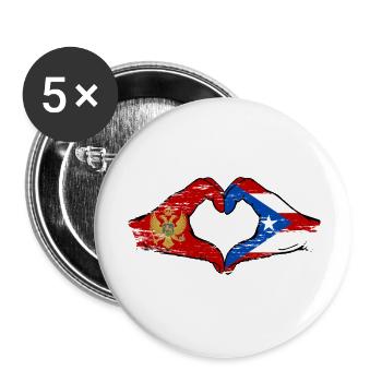 Montenegro Costa Rica flag hands heart shape used - Buttons large 2.2''/56 mm (5-pack) - white - Front