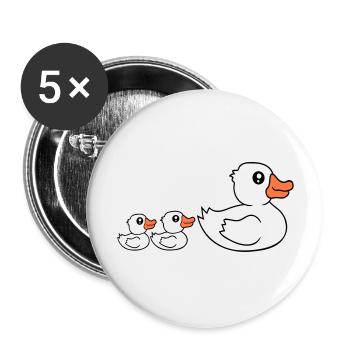 3 Ducks Family Mom Mom Two Kids Baby Dad - Buttons large 2.2''/56 mm (5-pack) - white - Front