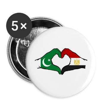 Pakistan Egypt Flag Hands Heart Shape - Buttons large 2.2''/56 mm (5-pack) - white - Front