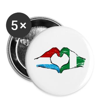 Luxembourg Nigeria drapeau mains forme de coeur utilisé - Lot de 5 grands badges (56 mm) - blanc - Devant