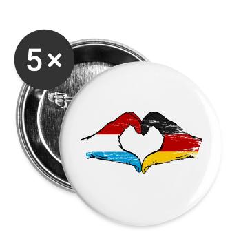 Luxembourg Germany Flag Hands Heart Shape Used - Buttons large 2.2''/56 mm (5-pack) - white - Front