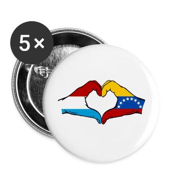 Luxembourg Venezuela Flag Hand Heart Shape - Buttons large 2.2''/56 mm (5-pack) - white - Front