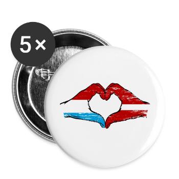 Luxembourg Lettonie Drapeau Mains Coeur Forme Utilisé - Lot de 5 grands badges (56 mm) - blanc - Devant