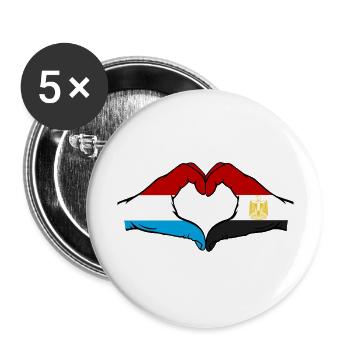 Luxembourg Egypt Flag Hands Heart Shape Used - Buttons large 2.2''/56 mm (5-pack) - white - Front
