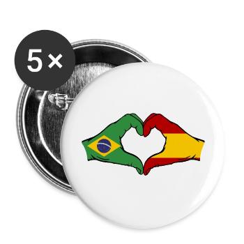 Brazil Spain Hands Heart Shape - Buttons large 2.2''/56 mm (5-pack) - white - Front