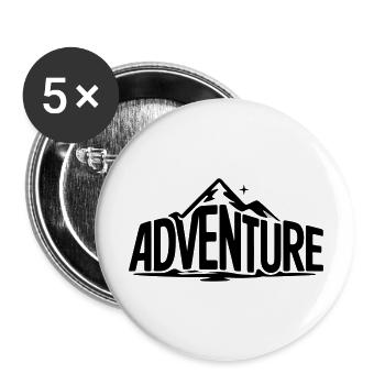 🏔 ADVENTURE – Hörst du den Ruf der Berge? - Buttons groß 56 mm (5er Pack) - Weiß - Vorne