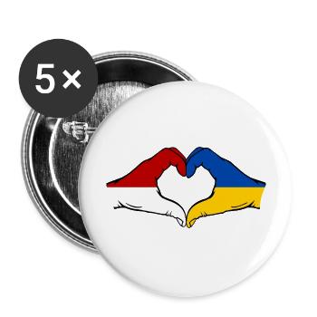Drapeau Monaco Ukraine main coeur - Lot de 5 grands badges (56 mm) - blanc - Devant