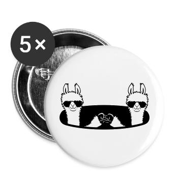 2 Lama Team Freunde Sonnenbrille Fist Pump Loch - Buttons groß 56 mm (5er Pack) - Weiß - Vorne