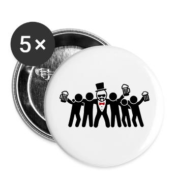 Groom Bachelor Party Crew - Buttons large 2.2''/56 mm (5-pack) - white - Front