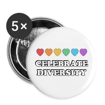 Celebrate Diversity Rainbow Hearts - Buttons large 2.2''/56 mm (5-pack) - white - Front