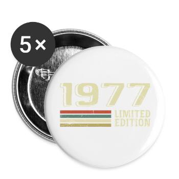 Born In 1977 Birthday 1977 Vintage 1977 - Buttons large 2.2''/56 mm (5-pack) - white - Front