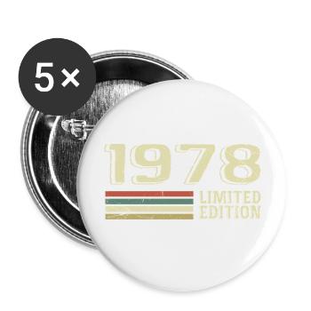 Born in 1978 Birthday 1978 Vintage 1978 - Buttons large 2.2''/56 mm (5-pack) - white - Front