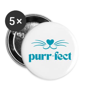 T shirt ronronnement / chats avec ronronnements mignons - Lot de 5 grands badges (56 mm) - blanc - Devant