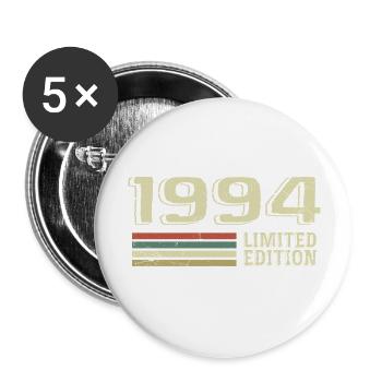 Jahrgang 1994 Geburtstag 1994 Jahrgang 1994 - Buttons groß 56 mm (5er Pack) - Weiß - Vorne