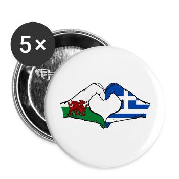 Wales Greece Flag Hands Heart Shape - Buttons large 2.2''/56 mm (5-pack) - white - Front