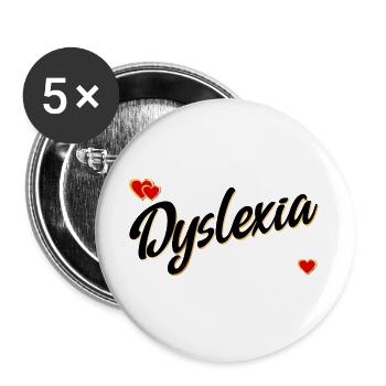 NEURODIVERSITY DYSLEXIA - Buttons large 2.2''/56 mm (5-pack) - white - Front