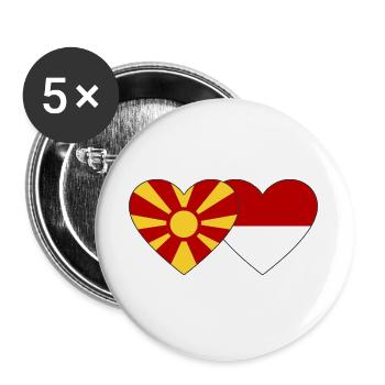 Mazedonien Indonesien Flagge Herz - Buttons groß 56 mm (5er Pack) - Weiß - Vorne