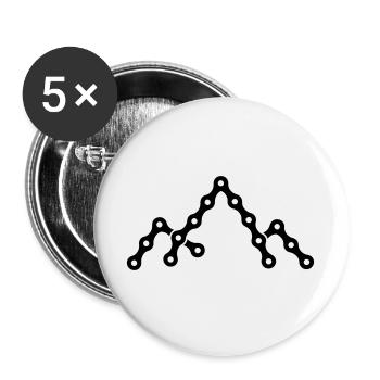 Fahrradkette mit Bergsilhouette - Buttons groß 56 mm (5er Pack) - Weiß - Vorne