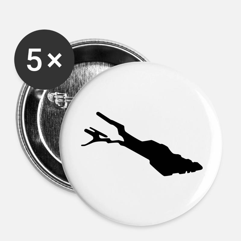 Bodensee Silhouette – Lake Constance Outline - Buttons large 2.2''/56 mm (5-pack) - white