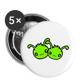 2 Chenille Alien Monster Team Amis Couple Amoureux - Lot de 5 grands badges (56 mm) - blanc - Devant