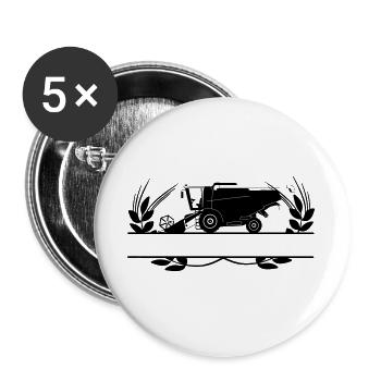 Mähdrescher im Kornkreis mit Textraum - Buttons groß 56 mm (5er Pack) - Weiß - Vorne