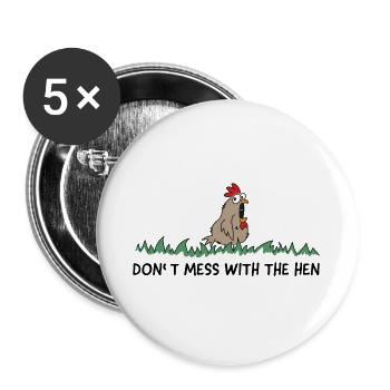 Ne plaisantez pas avec la poule - Lot de 5 grands badges (56 mm) - blanc - Devant