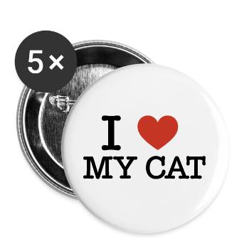 I Love My Cat Funny Cat Owner Quote - Buttons large 2.2''/56 mm (5-pack) - white - Front