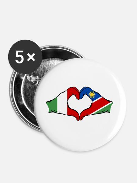 Italien Namibia Flagge Hände Herzform - Buttons groß 56 mm (5er Pack) - Weiß