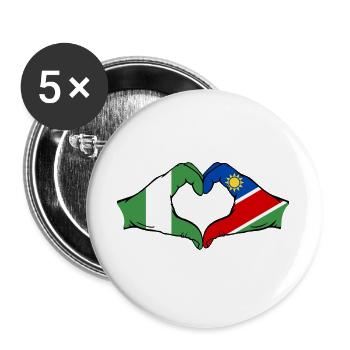 Nigeria Namibia Flag Hands Heart Shape - Buttons large 2.2''/56 mm (5-pack) - white - Front