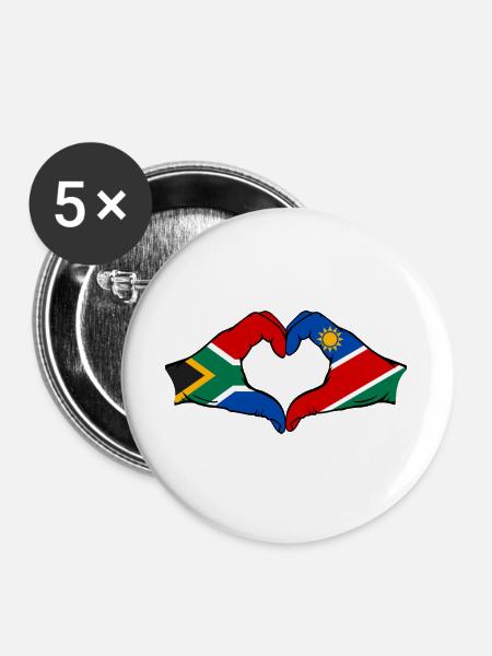 Südafrika Namibia Flagge Herz - Buttons groß 56 mm (5er Pack) - Weiß