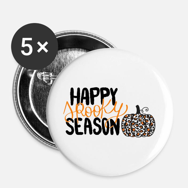 Spooky Season - Buttons groß 56 mm (5er Pack) - Weiß