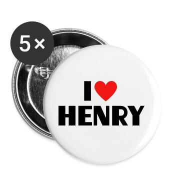 I love Henry Red Heart Love Fan Gift - Buttons large 2.2''/56 mm (5-pack) - white - Front