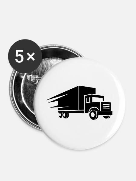 Transporter Lkw Symbol - Buttons groß 56 mm (5er Pack) - Weiß